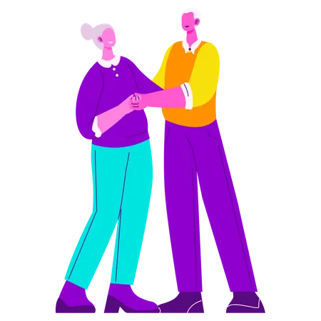 Aged couple dancing together  Illustration
