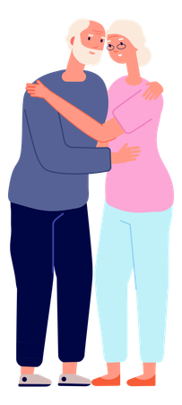 Aged couple Hugging  Illustration