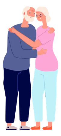 Aged couple Hugging  Illustration