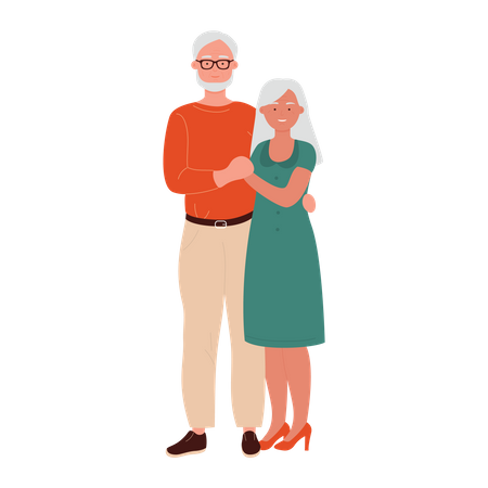 Aged Couple In Love  Illustration