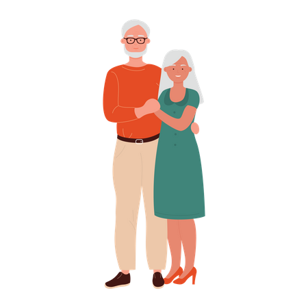 Aged Couple In Love  Illustration