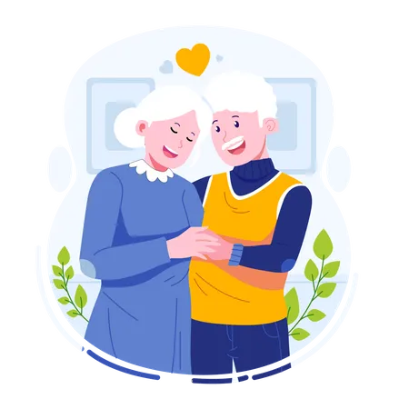 Aged couple standing together Illustration