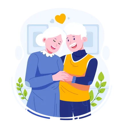 Aged couple standing together  Illustration