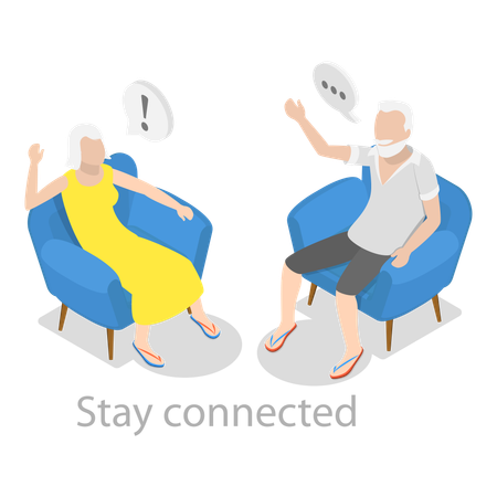 Aged couple talking  Illustration