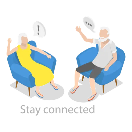 Aged couple talking  Illustration