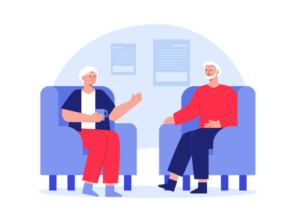 Aged couple talking with each other  Illustration