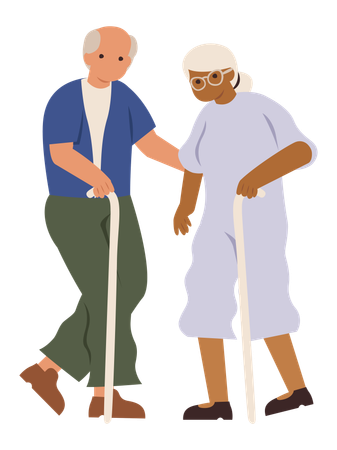 Aged Couple walking  Illustration
