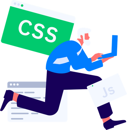Aged developer doing programming  Illustration