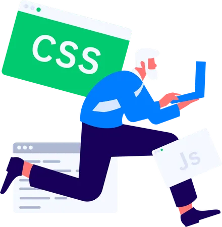 Aged developer doing programming  Illustration