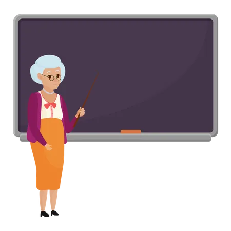 Aged female teacher teaching in class Illustration
