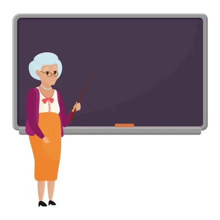 Aged female teacher teaching in class  Illustration