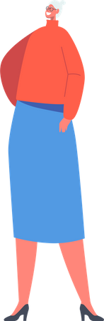 Aged Female with Arm Akimbo Illustration