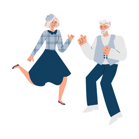Aged man and woman dancing  Illustration