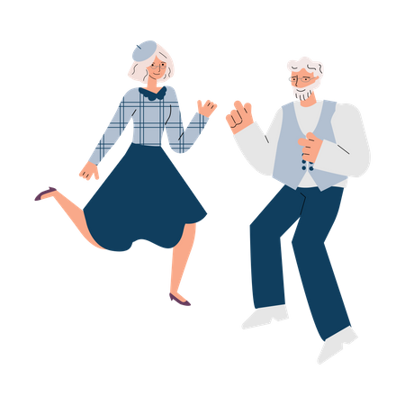 Aged man and woman dancing  Illustration