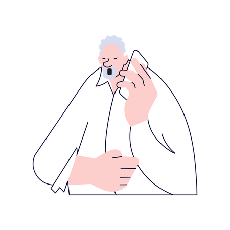 Aged man calling by phone Illustration