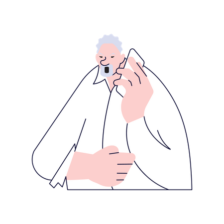 Aged man calling by phone  Illustration