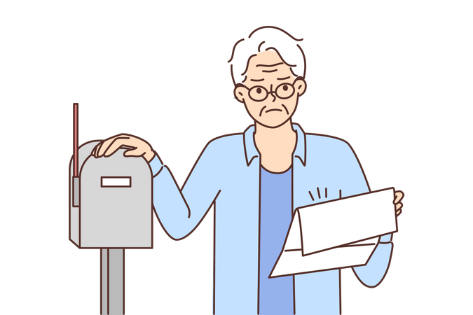 Aged man checking letter box  Illustration