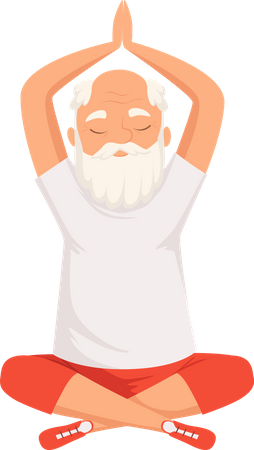 Aged man doing yoga  Illustration