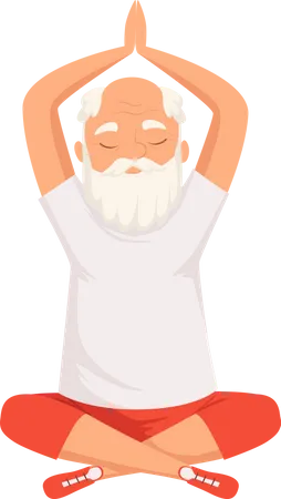 Aged man doing yoga  Illustration