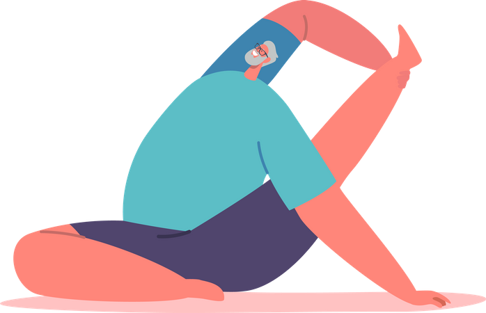 Aged man doing yoga  Illustration