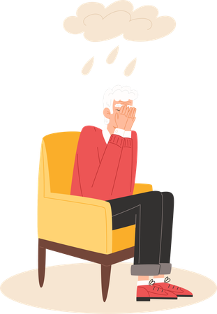 Aged man need Psychological support  Illustration