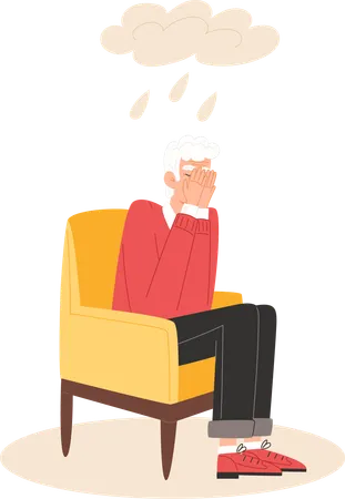 Aged man need Psychological support  Illustration