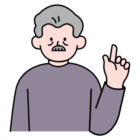 Aged Man Pointing Finger  Illustration