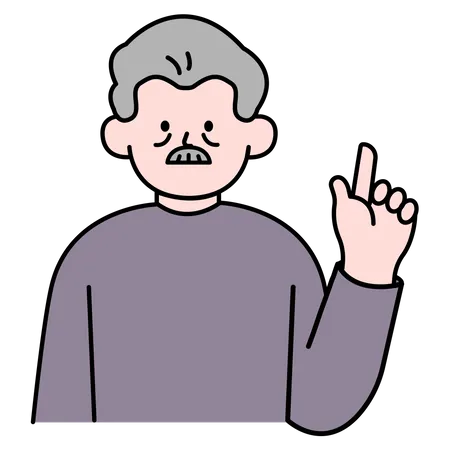 Aged Man Pointing Finger  Illustration