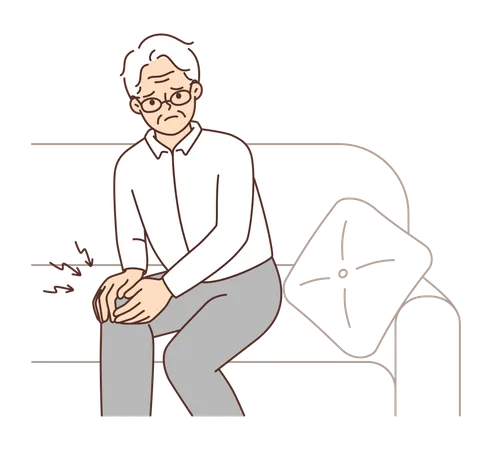 Aged man with knee pain  Illustration