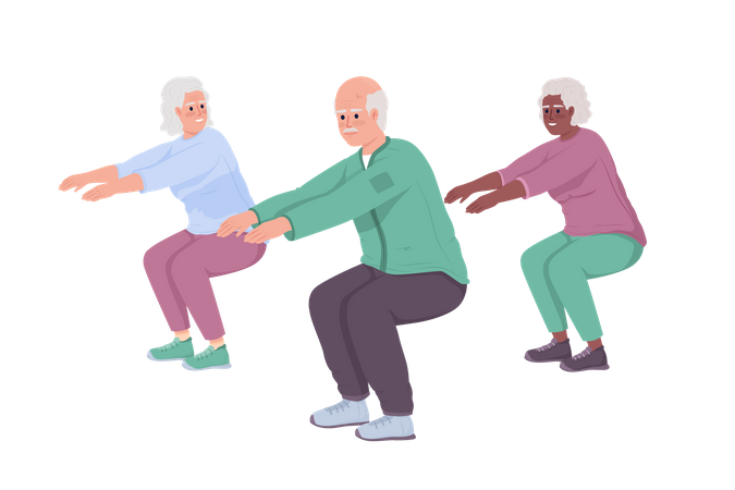 Aged people doing exercise  Illustration