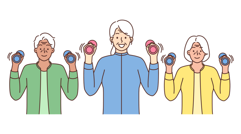 Aged people exercising  Illustration