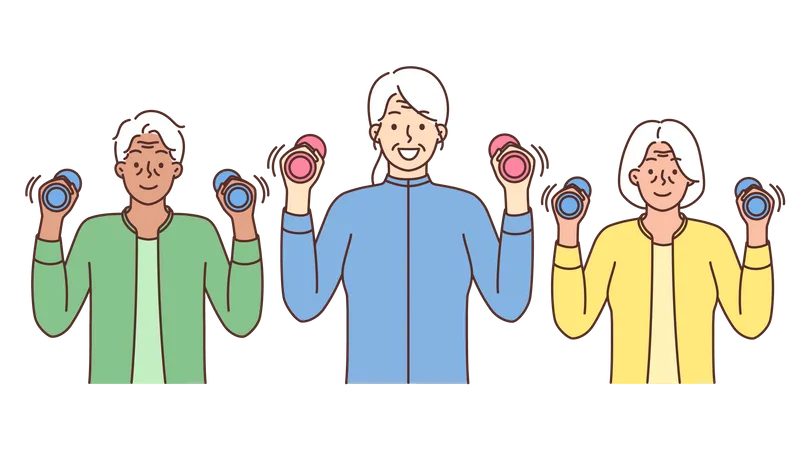 Aged people exercising  Illustration