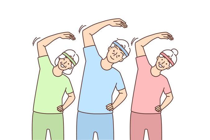 Aged people exercising  Illustration