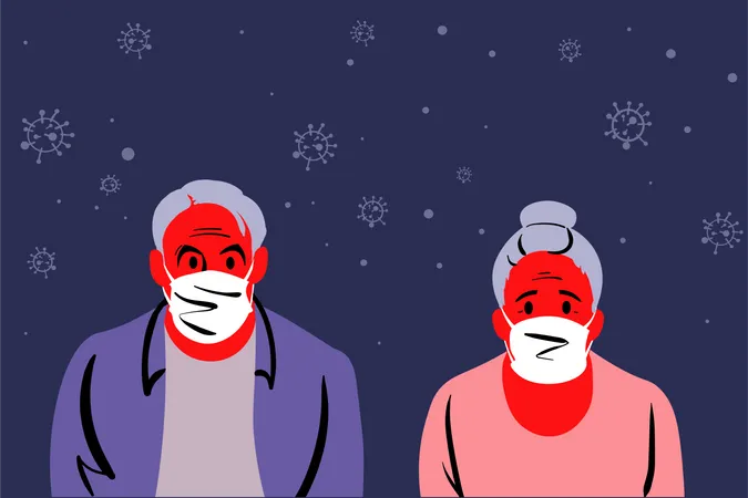 Aged people in face mask  Illustration