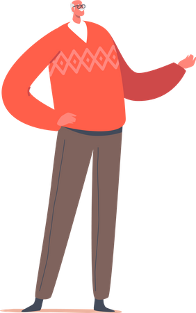 Aged Person Gesturing with Hands  Illustration