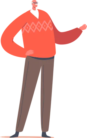 Aged Person Gesturing with Hands Illustration