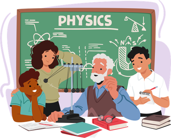 Aged Physics Teacher Character  Illustration