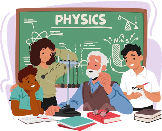 Aged Physics Teacher Character  Illustration