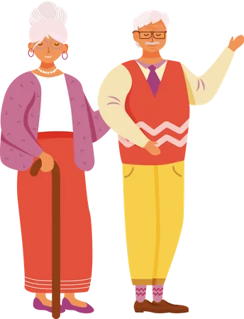 Aged smiling man and woman Illustration