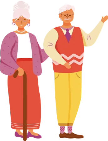 Aged smiling man and woman  Illustration