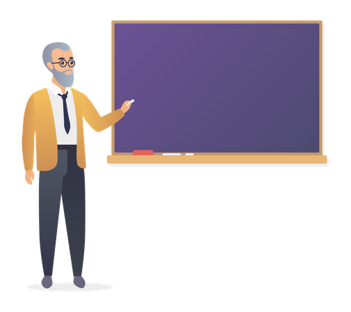 Aged teacher teaching in class  Illustration