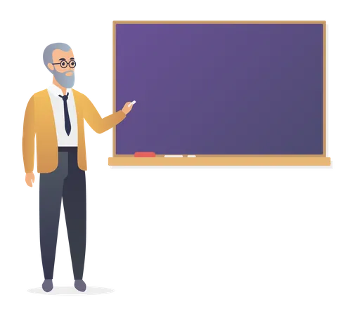 Aged teacher teaching in class  Illustration