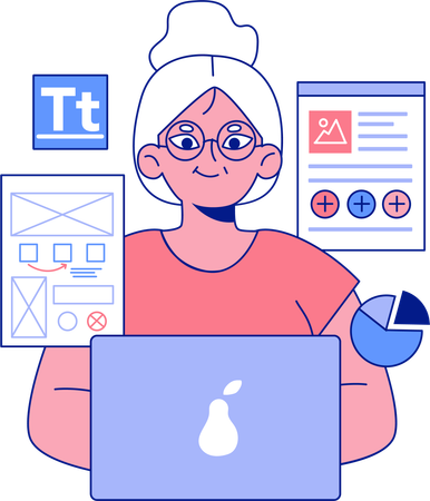 Aged UI Designer  Illustration