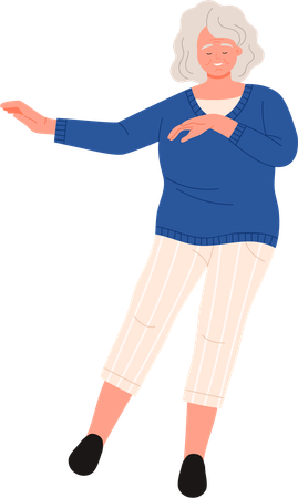 Aged woman dancing  Illustration