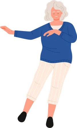 Aged woman dancing  Illustration