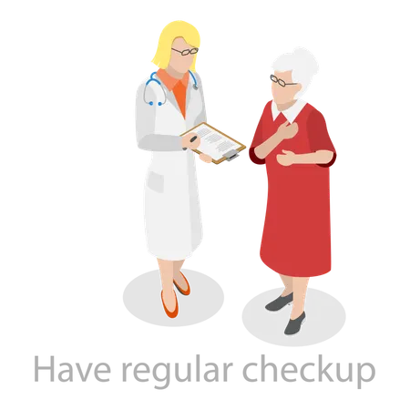 Aged woman doing regular health checkup  Illustration