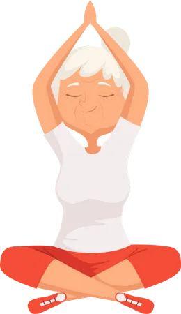Aged woman doing yoga  Illustration