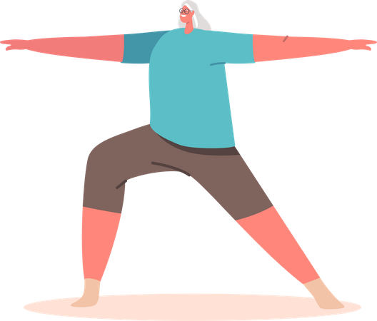 Aged woman exercising  Illustration