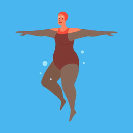 Aged woman in swimming pool Illustration