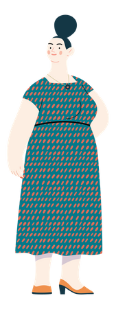 Aged woman standing Illustration
